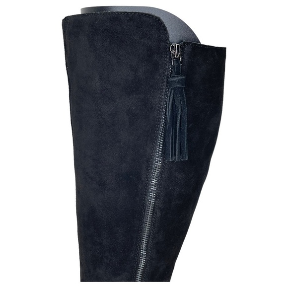 Anne Klein Womens Knee High Wedge Boots 5.5M Alanna Black Suede Wide Calf - Picture 6 of 10